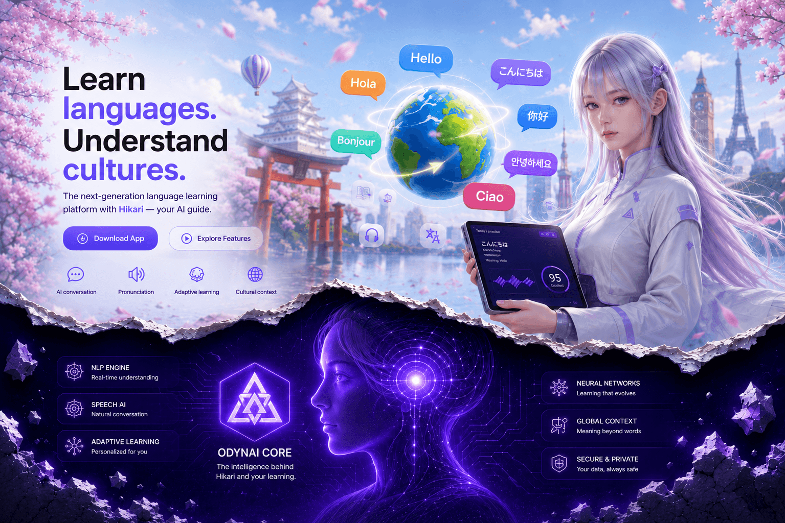 ShinGiTai Language with Hikari, multilingual learning and OdynAI